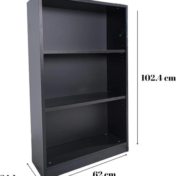 3-Cube Reversible Open Shelf, Bookcase Wooden Cabinet, Office, Living Room, Bedroom - Black