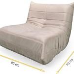 Fireside Chair, Wood Frame Oversized Armless Soft Velvet Accent Lounge Chair Bean Bag Couch (Beige)