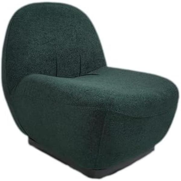Accent Chair Sherpa Upholstered Cushion Armless Barrel Chair In Morden Style (Dark Green)