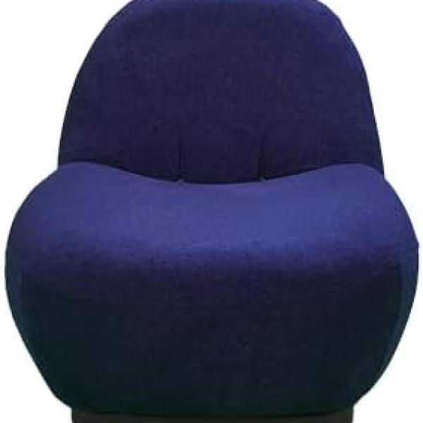 Accent Chair Sherpa Upholstered Cushion Armless Barrel Chair In Morden Style (Dark Blue)
