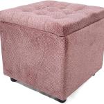 45Cm Cube Pouffe (Light Pink, Velvet Texture)