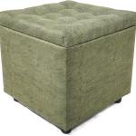 45Cm Cube Pouffe (Green, Velvet Texture)