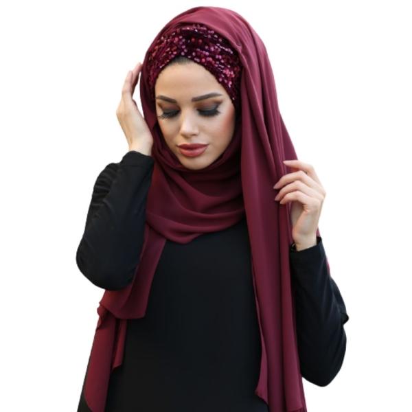 Luxury Hijab Scarf Abaya Chiffon Muslim Women Wear Wedding Turbans