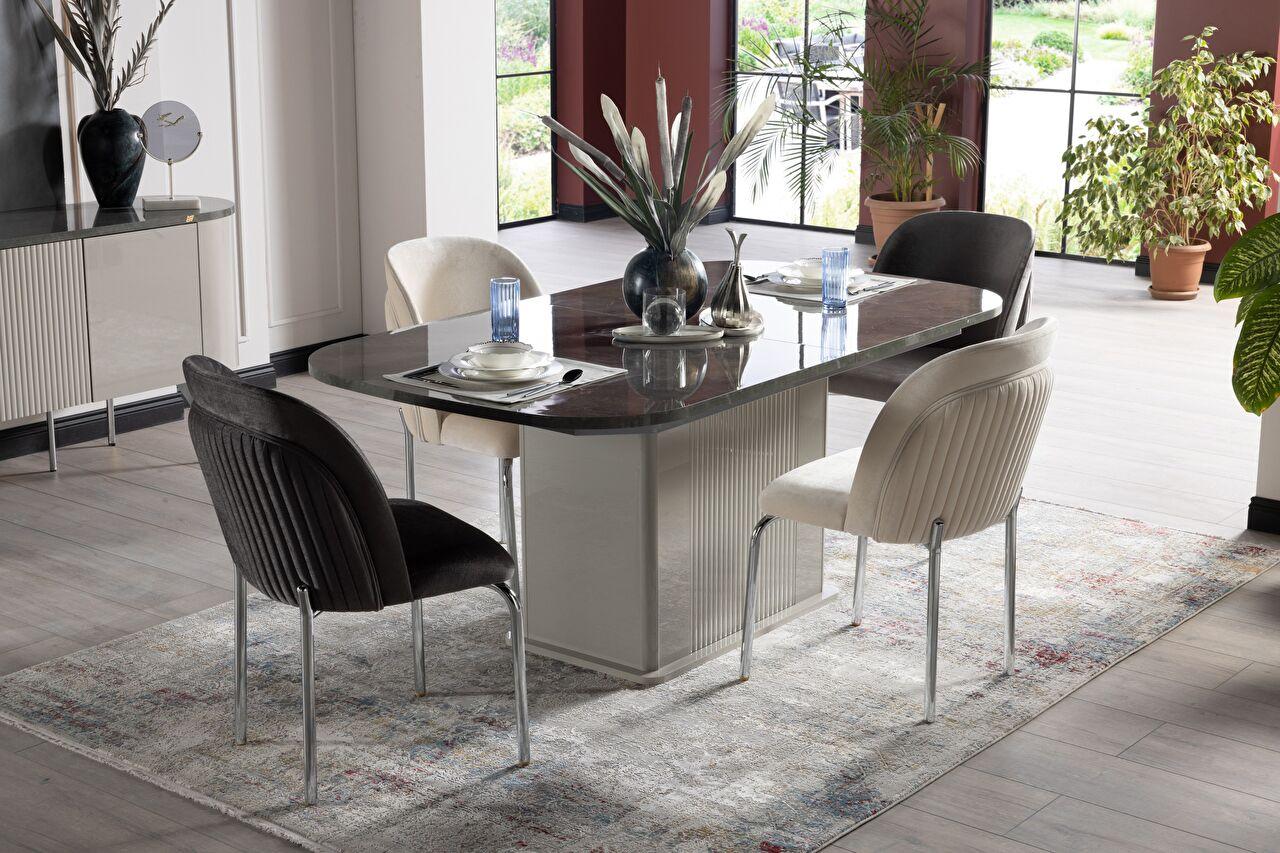 Serra Dining Table (Extendable) + Serra Chair (6268) - Chrome