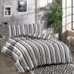 Bellamons Flannelette Double Quilt Duvet Cover Set With Pillowcases Black Stripe
