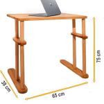 C-Shaped Side Table, Computer Desk, Snack Table For Living Room, Bedroom, 100% Solid Beech