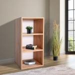 3-Cube Reversible Open Shelf, Bookcase Wooden Cabinet, Office, Living Room Light Brown, Oak Effect