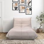 Fireside Chair, Wood Frame Oversized Armless Soft Velvet Accent Lounge Chair Bean Bag Couch (Beige)