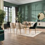 Serra Dining Table (Fixed) + Serra Chair (6234) - Gold
