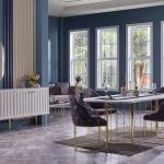 Blanca Dining Table (Fixed) + Blanca Chair (6289) - Gold