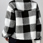 Double-Sided Plush Button Cardigan With Patch Pockets - Casual Jacket For Women