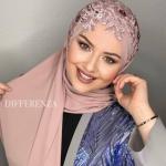 Luxury Hijab Muslim Women Head Turbans Scarf Foulard Hand Embroidered Practical Shawl