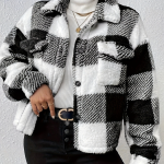 Double-Sided Plush Button Cardigan With Patch Pockets - Casual Jacket For Women