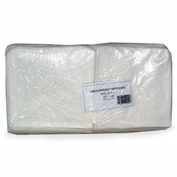 6×6 White Grease Proof Paper Bag x1000