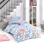 Bellamons BFlannelette Single Quilt Duvet Cover Set With Pillowcases – Rose on Blue