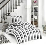 Bellamons Flannelette Single Quilt Duvet Cover Set With Pillowcases – Black Stripe