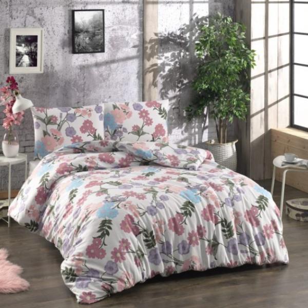 Bellamons Flannelette Double Quilt Duvet Cover Set With Pillowcases Flower on White