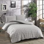 Bellamons Flannelette Double Quilt Duvet Cover Set With Pillowcases Grey Stripe