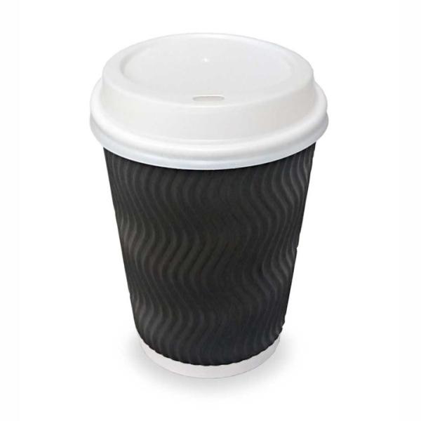 12oz Black Ripple Coffee Cups x500