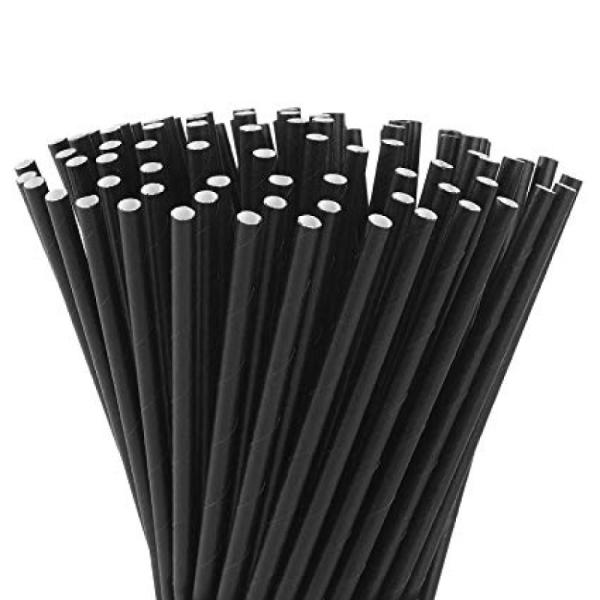 6M or 8M Bio Paper Straws Black x250