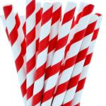 Large 8m Bio Paper Straws Red & White x250