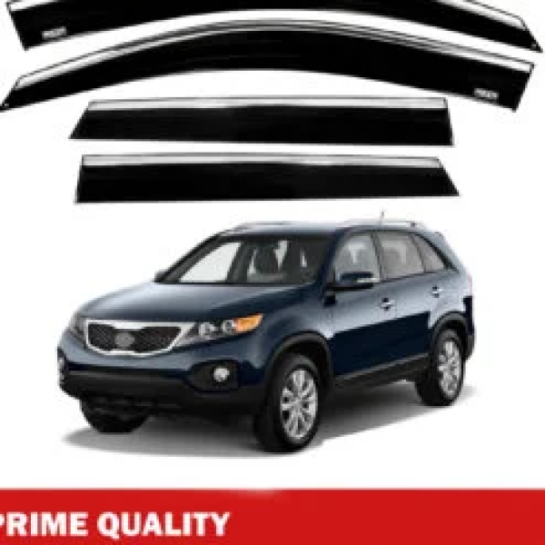 Chrome Car Wind Deflector Set for Kia Sorento 2010-2015 – Rain Guard 4 pcs
