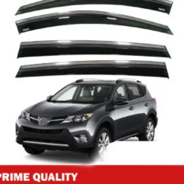 Chrome Car Wind Deflector Set for Toyota Rav4 2013-2018 – Rain Guard 4 pcs