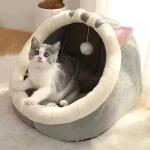 Foldable Cozy Cat Cave Bed – Soft Sponge Indoor Pet House for Cats (Portable Cabin Style)