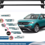 Lockable Car Roof Rack Cross Bars for Volkswagen T-Cross 2018 Onwards, Fits Raised Roof Rails with Gap to Car Roof, Ideal Rail Carrier for Kayak Roof Rack, 2-Piece Black