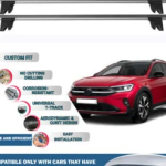 Lockable Car Roof Rack Cross Bars for Volkswagen Taigo 2019 Onwards, Fits Raised Roof Rails with Gap to Car Roof, Ideal Rail Carrier for Kayak Roof Rack, 2-Piece Grey