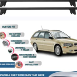 Lockable Car Roof Rack Cross Bars for Volvo V40 Estate 1995-2004, Fits Raised Roof Rails with Gap to Car Roof, Ideal Rail Carrier for Kayak Roof Rack, 2-Piece Black