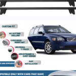 Lockable Car Roof Rack Cross Bars for Volvo V70 Estate 2000-2008, Fits Raised Roof Rails with Gap to Car Roof, Ideal Rail Carrier for Kayak Roof Rack, 2-Piece Black