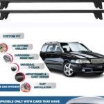 Lockable Car Roof Rack Cross Bars for Volvo V70 Estate 1996-2000, Fits Raised Roof Rails with Gap to Car Roof, Ideal Rail Carrier for Kayak Roof Rack, 2-Piece Black