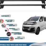 Lockable Car Roof Rack Cross Bars for Citroen Jumpy/Space 2017-2023 4 Pcs Black