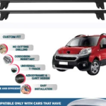 Lockable Car Roof Rack Cross Bars for Fiat Fiorino/Qubo Van 2007-2024 4 Pcs Black