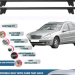 Lockable Car Roof Rack Cross Bars for Mercedes Benz C Class S203 SW 2000-2007, Fits Raised Roof Rails with Gap to Car Roof, Ideal Rail Carrier for Kayak Roof Rack, 2-Piece Black