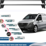 Roof Rack Cross Bars for Mercedes Vito W447 2014-2020 Kayak Roof Rack 4 Pcs Grey