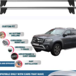 Lockable Car Roof Rack Cross Bars for Mercedes Benz X-Class 2017-2020, Fits Raised Roof Rails with Gap to Car Roof, Ideal Rail Carrier for Kayak Roof Rack, 2-Piece Grey