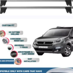 Lockable Car Roof Rack Cross Bars for Peugeot Partner Tepee 2008-2018 4 Pcs Grey