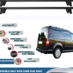 Lockable Car Roof Rack Cross Bars for Vw Caddy Maxi Life 5D 2007-2015 4 Pcs Black