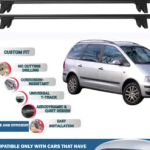 Lockable Car Roof Rack Cross Bars for Volkswagen Sharan 1995-2010, Fits Raised Roof Rails with Gap to Car Roof, Ideal Rail Carrier for Kayak Roof Rack, 2-Piece Black