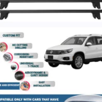 Lockable Car Roof Rack Cross Bars for Volkswagen Tiguan 5N 2007-2016, Fits Raised Roof Rails with Gap to Car Roof, Ideal Rail Carrier for Kayak Roof Rack, 2-Piece Black