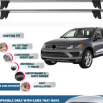 Lockable Car Roof Rack Cross Bars for Volkswagen Touareg 2010-2018, Fits Raised Roof Rails with Gap to Car Roof, Ideal Rail Carrier for Kayak Roof Rack, 2-Piece Grey