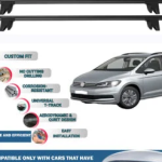 Lockable Car Roof Rack Cross Bars for Volkswagen Touran 2016-2023, Fits Raised Roof Rails with Gap to Car Roof, Ideal Rail Carrier for Kayak Roof Rack, 2-Piece Black