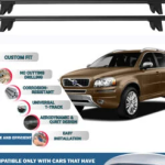 Lockable Car Roof Rack Cross Bars for Volvo Xc90 2003-2014, Fits Raised Roof Rails with Gap to Car Roof, Ideal Rail Carrier for Kayak Roof Rack, 2-Piece Black