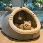Foldable Cozy Cat Cave Bed – Soft Sponge Indoor Pet House for Cats (Portable Cabin Style)