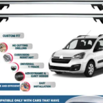 Roof Rack Cross Bars Compatible with Citroen Berlingo 2008-2018, Fits Raised Roof Rails with Gap to Car Roof, Ideal Rail Carrier for Roof Tents, 4-Piece Silver