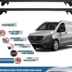 Roof Rack Cross Bars Compatible with Mercedes Benz Vito W447 2014-2020, Fits Raised Roof Rails with Gap to Car Roof, Ideal Rail Carrier for Roof Tents, 4-Piece Black