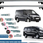 Roof Rack Cross Bars Compatible with Toyota Proace 2013-2016, Fits Raised Roof Rails with Gap to Car Roof, Ideal Rail Carrier for Roof Tents, 4-Piece Silver