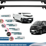 Roof Rack Cross Bars Compatible with Toyota Proace/Verso 2016-2024, Fits Raised Roof Rails with Gap to Car Roof, Ideal Rail Carrier for Roof Tents, 4-Piece Black